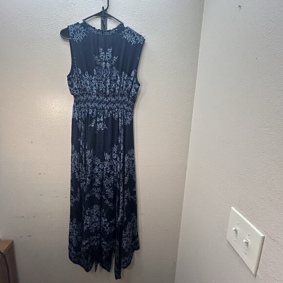 Bila Floral Gauze Maxi Long Dress Women S Handkerchief‎ Hem Boho Hippie Smocked - Picture 9 of 10